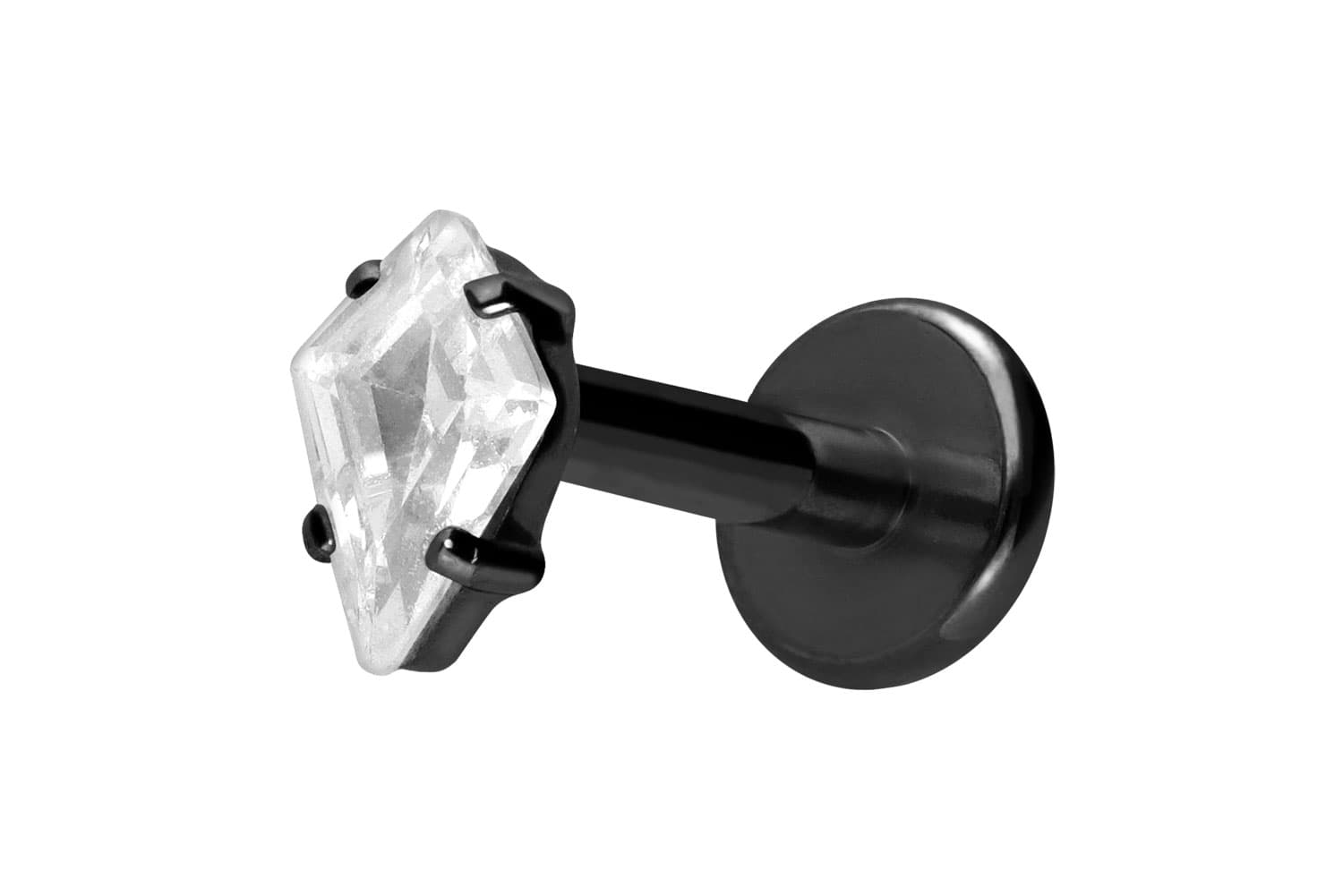 Titan Labret Piercing mit Push Fit KRISTALLRAUTE